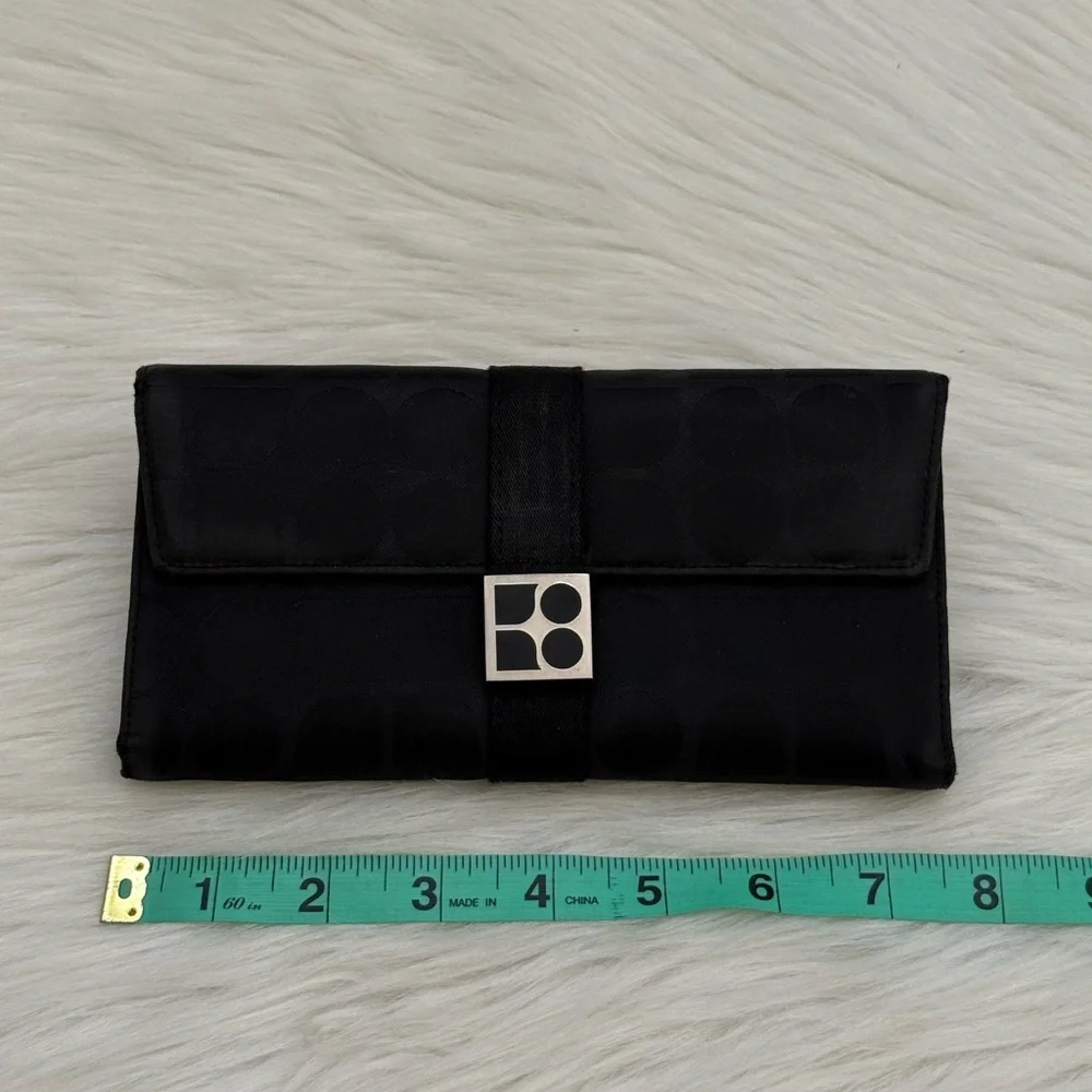 KATE SPADE - BLACK SMOOTH LEATHER PIA DOT NOEL TRIFOLD SNAP WALLET